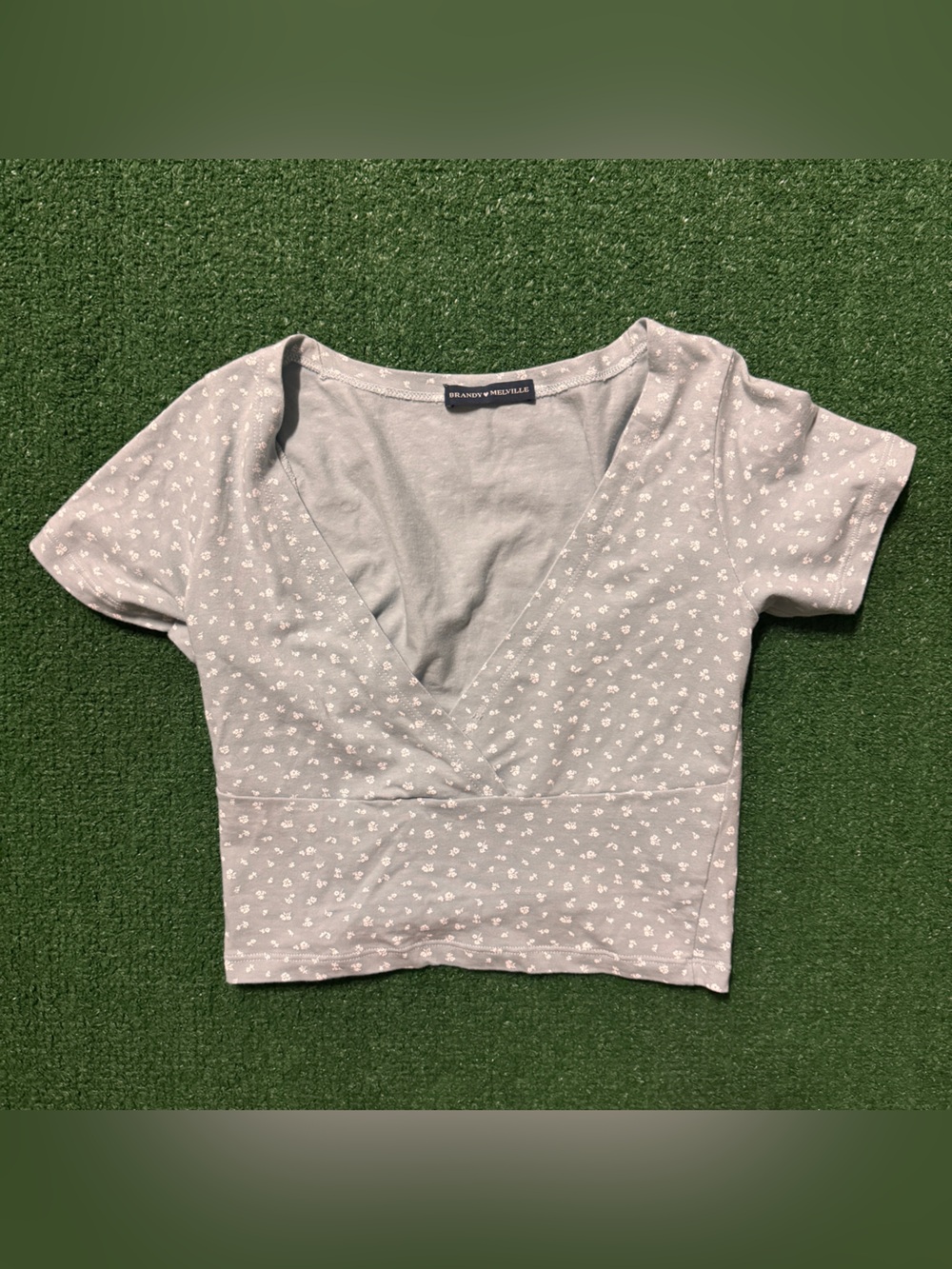 Brandy Melville Gray Floral Wrap Crop Top